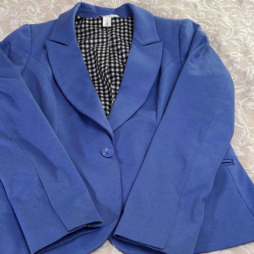 White House Black Market Blue Blazer with Notched Lapel